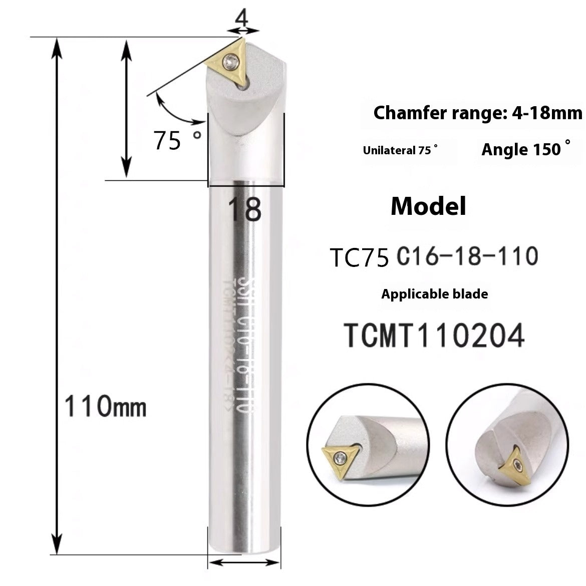 6039 Machining center 15 20 25 30 35 40 45 50 55 60 65 70 75 degree chamfering toolholder TCMT Shandong Denso Pricision Tools Co.,Ltd.